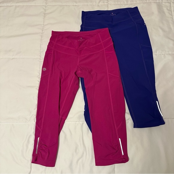 Women’s  Athleta  DOBBY BE FREE KNICKER Leggings (2)  Purple & Pink size XXS(b5 - Picture 14 of 16